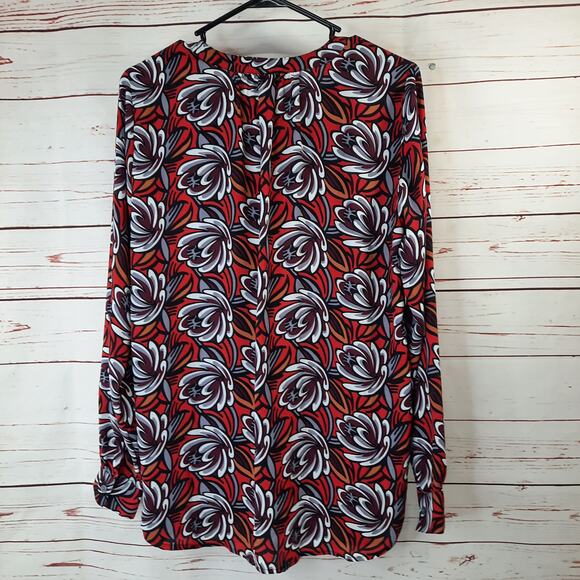 Ann Taylor LOFT Long Sleeve Flowy Top Red Purple Orange Size‎ Small - Picture 3 of 7